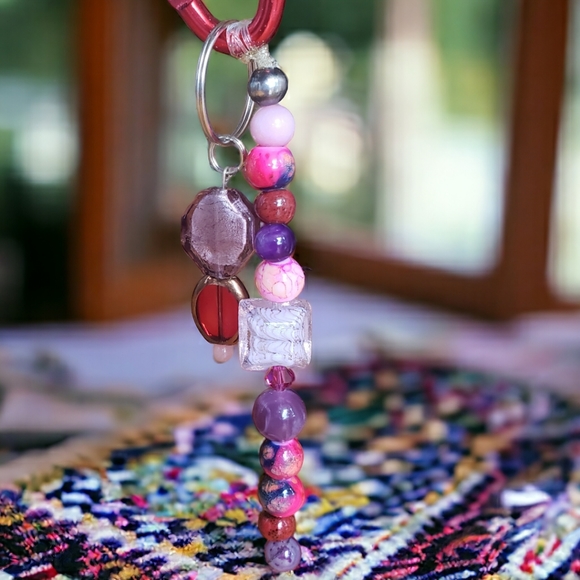 Pink & Purple Hand Crafted Keychain - Picture 2 of 9